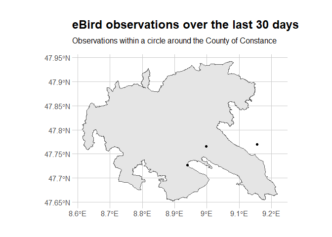map of raw observations within a
circle